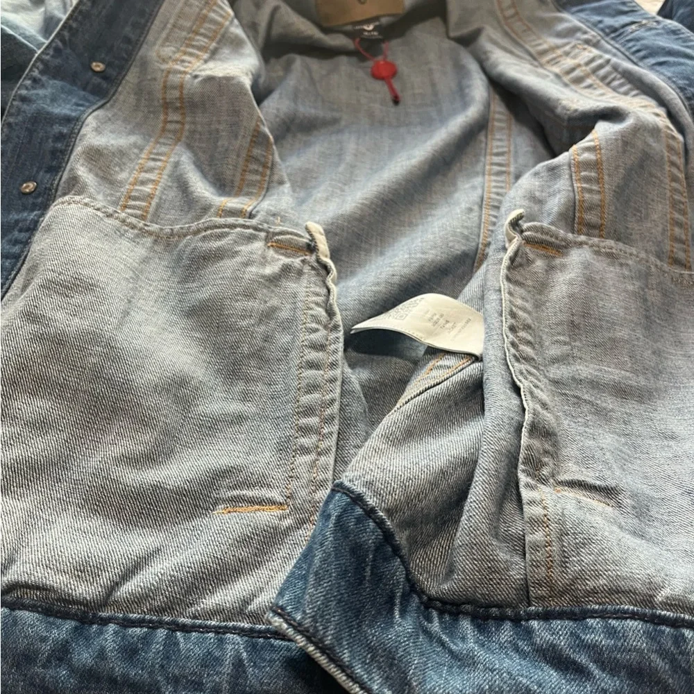 True Religion Blue Denim Turner Jacket Short Sleeve Sz XL NWOT